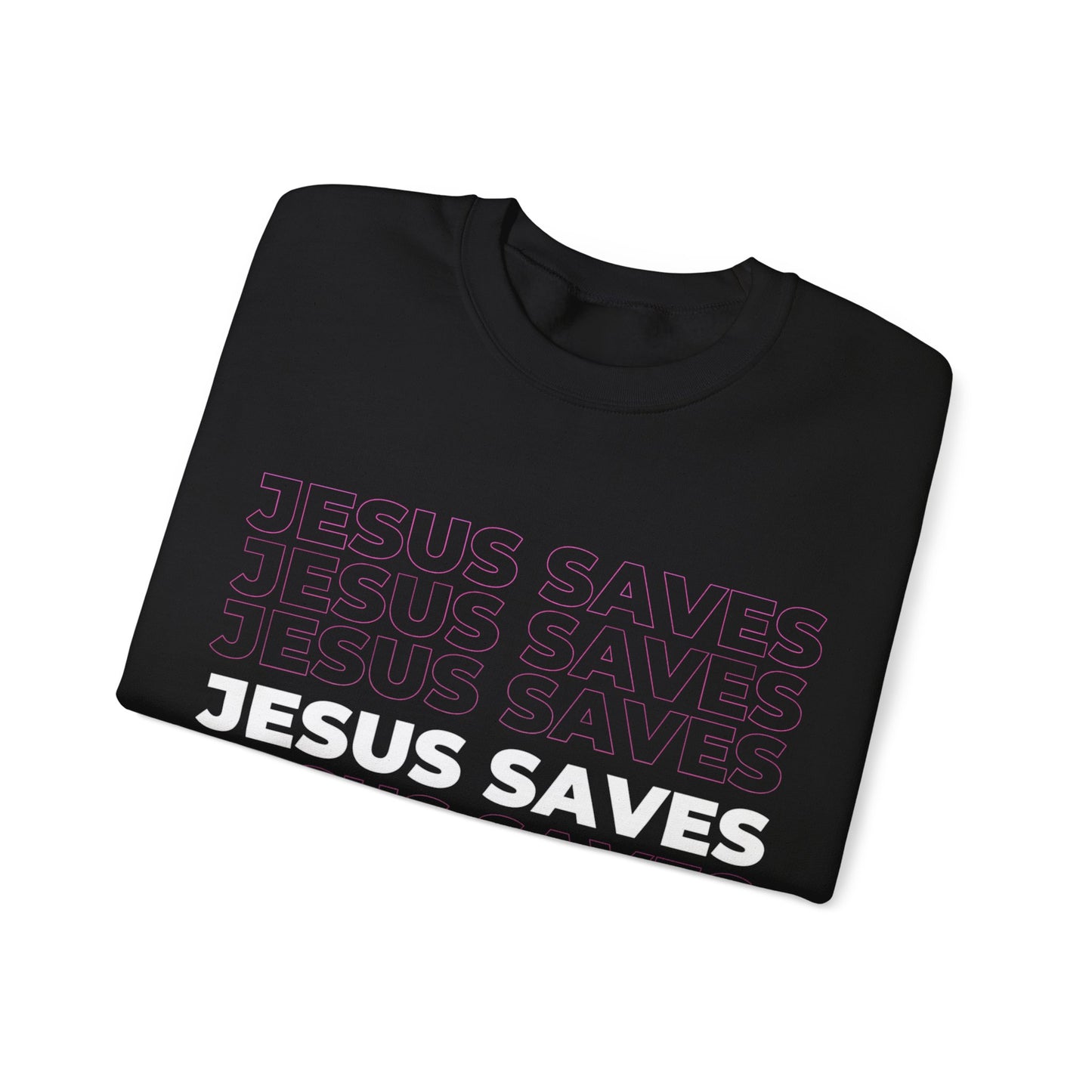 Jesus Saves Crewneck Sweatshirt — Bold Faith Graphic Pullover
